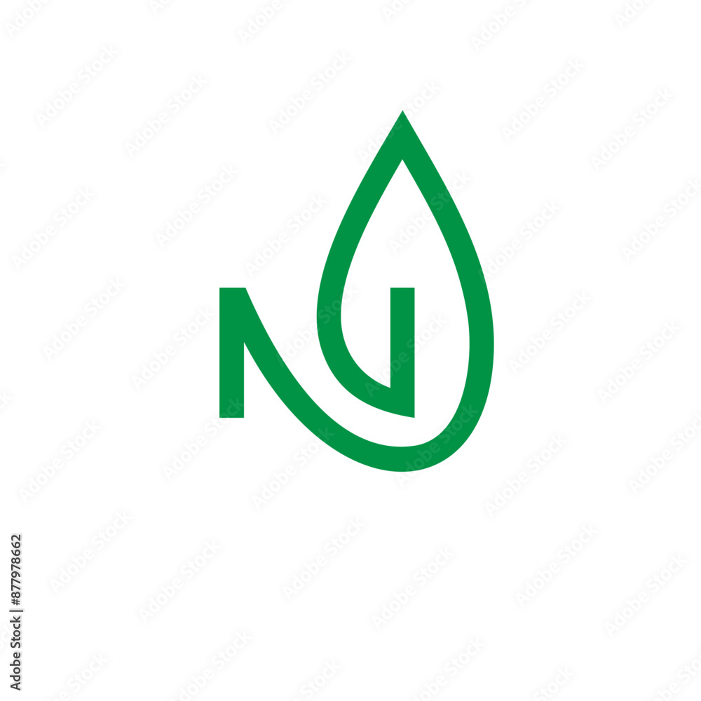 N leaf line natural minimalis logo design N leaf line natural minimalis logo design