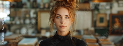 Wallpaper Mural  Back portrait of an adult woman looking at museum paintings in an old museum art gallery  Torontodigital.ca