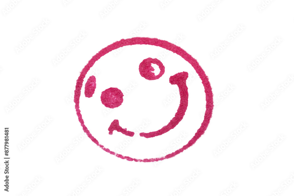 Red smiling face stamp isolated Red smiling face stamp isolated