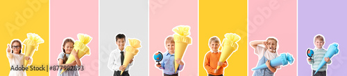 Collage of many children wi...