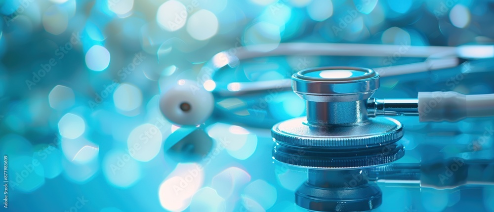 Stethoscope on a Blue Background with Bokeh Stethoscope on a Blue Background with Bokeh