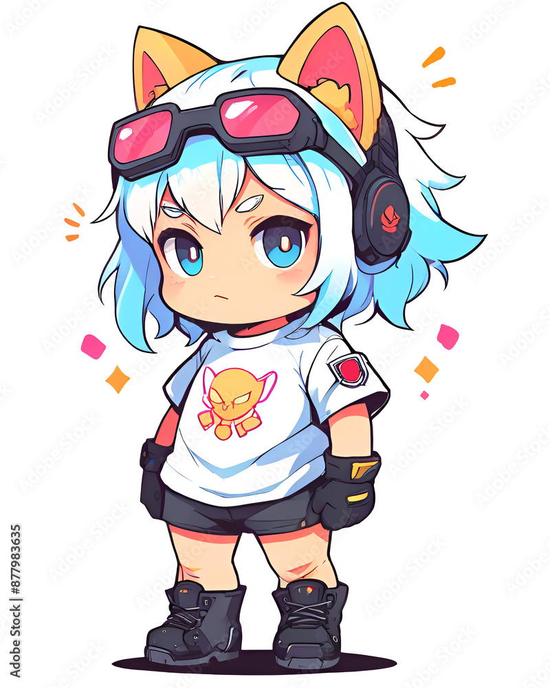 A cartoon girl wearing a white shirt A cartoon girl wearing a white shirt