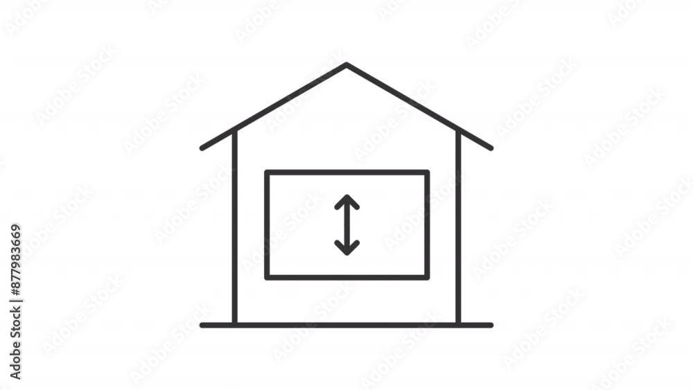 Ceiling height line animation. Indoor environment animated icon ...