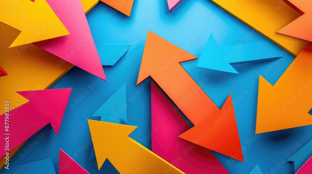 Vibrant Arrows Pointing to Center with Learn Spanish