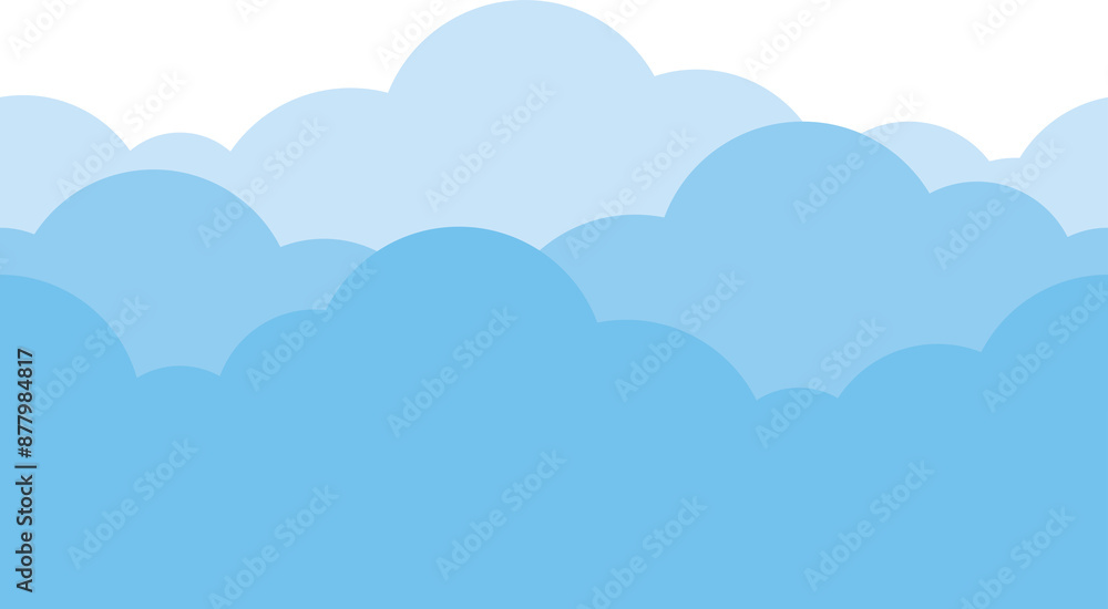 Cute bright blue cloud in the sky bottom border seamless pattern background. Cute bright blue cloud in the sky bottom border seamless pattern background.