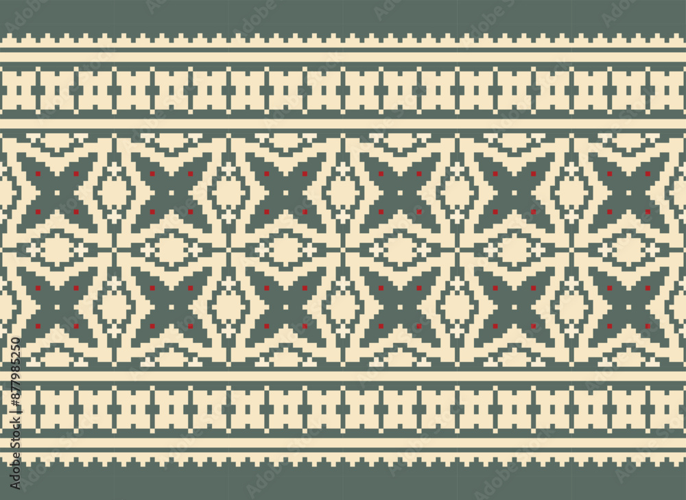 Pixel Geometric ethnic oriental ikat seamless pattern traditional Design for background,carpet,wallpaper,clothing,wrapping,Batik,fabric,Vector illustration. Pixel Geometric ethnic oriental ikat seamless pattern traditional Design for background,carpet,wallpaper,clothing,wrapping,Batik,fabric,Vector illustration.