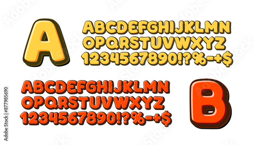 Fun font set collection, letters and numbers symbol. Vector illustration