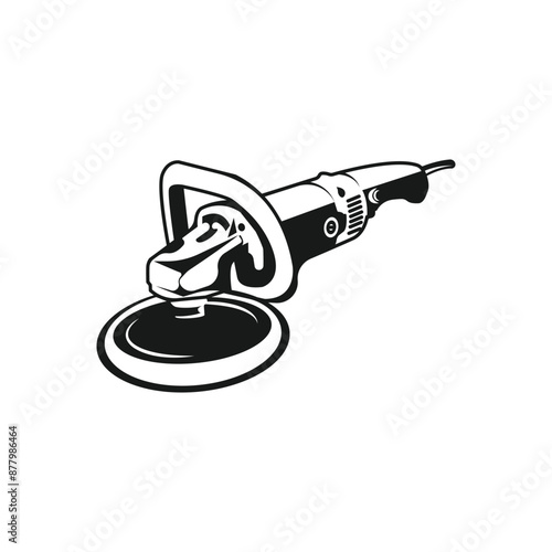 Car Detailing Machine Silhouette Vector Isolated - Car Polisher Machine Vector