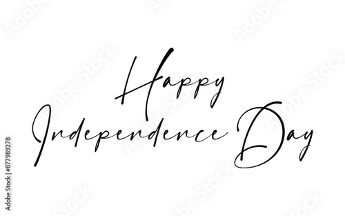 Creative Hand Lettering Text "Happy Independence Day" or Calligraphy on Beautiful Tri Color National Flag Abstract Background.