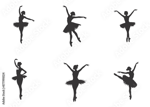Set Dance girl ballet silhouettes