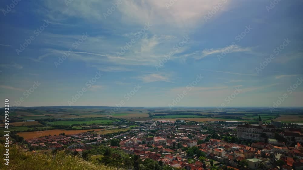 Aerial view of a town and surrounding farmland Aerial view of a town and surrounding farmland