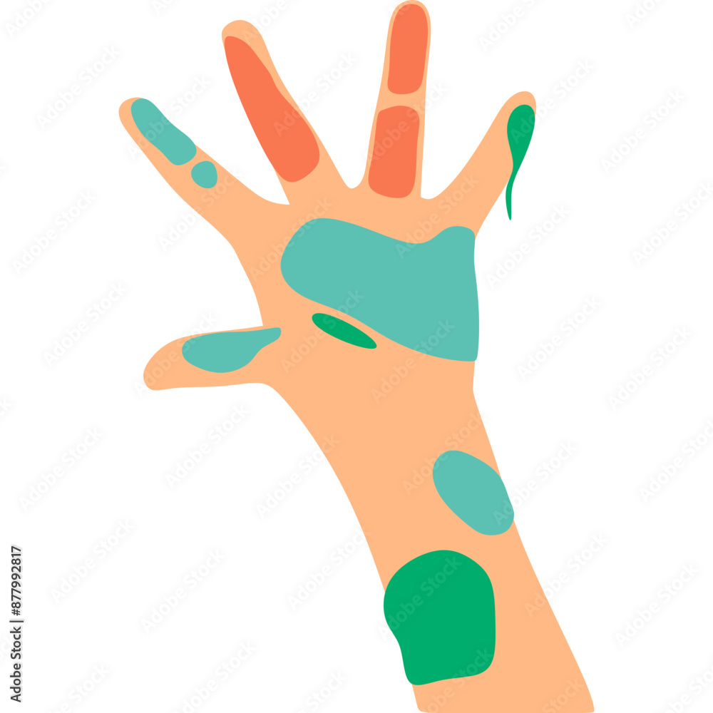 Kid Playful Hand with Paint Kid Playful Hand with Paint