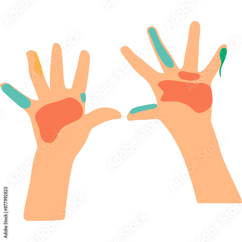 Kid Playful Hand with Paint