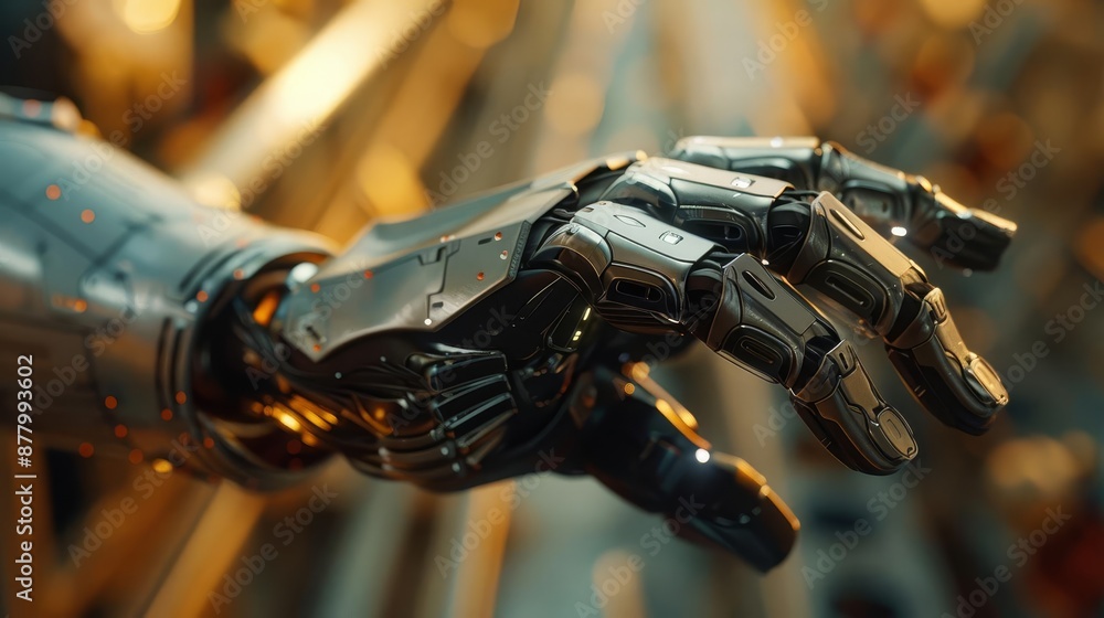 Close-up of a robotic hand with intricate metallic details, showcasing advanced technology and engineering. Perfect for tech and innovation themes. Close-up of a robotic hand with intricate metallic details, showcasing advanced technology and engineering. Perfect for tech and innovation themes.