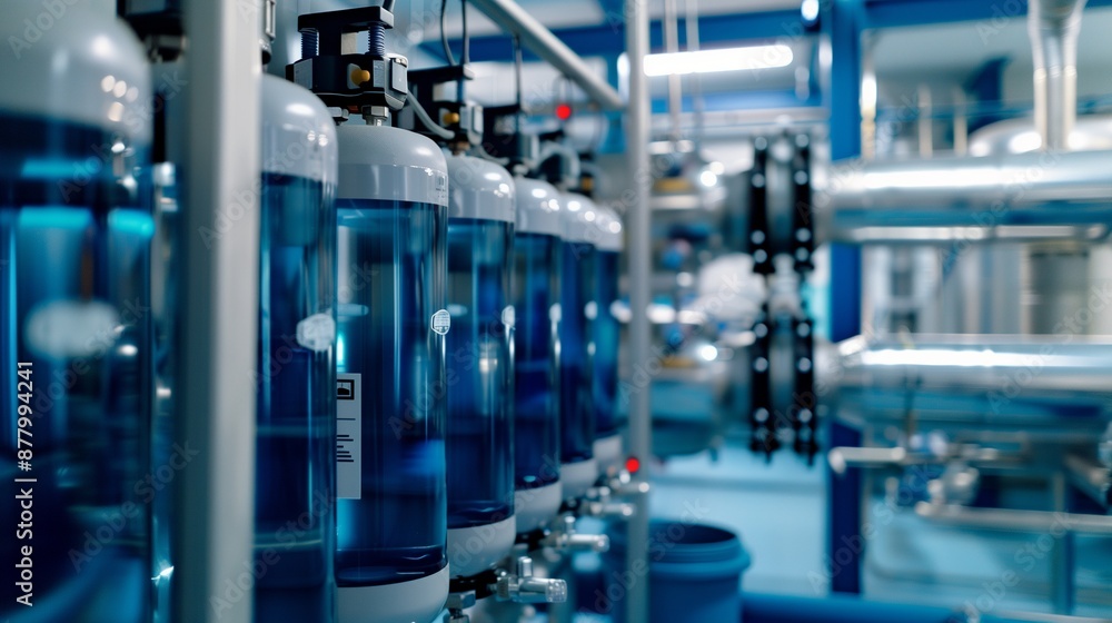 Fototapeta premium A reverse osmosis unit filtering water, highlighting the advanced filtration system and water recycling process.
