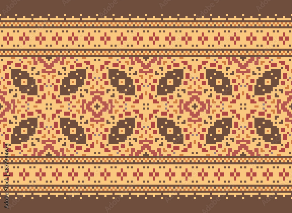 Pixel Geometric ethnic oriental ikat seamless pattern traditional Design for background,carpet,wallpaper,clothing,wrapping,Batik,fabric,Vector illustration. Pixel Geometric ethnic oriental ikat seamless pattern traditional Design for background,carpet,wallpaper,clothing,wrapping,Batik,fabric,Vector illustration.