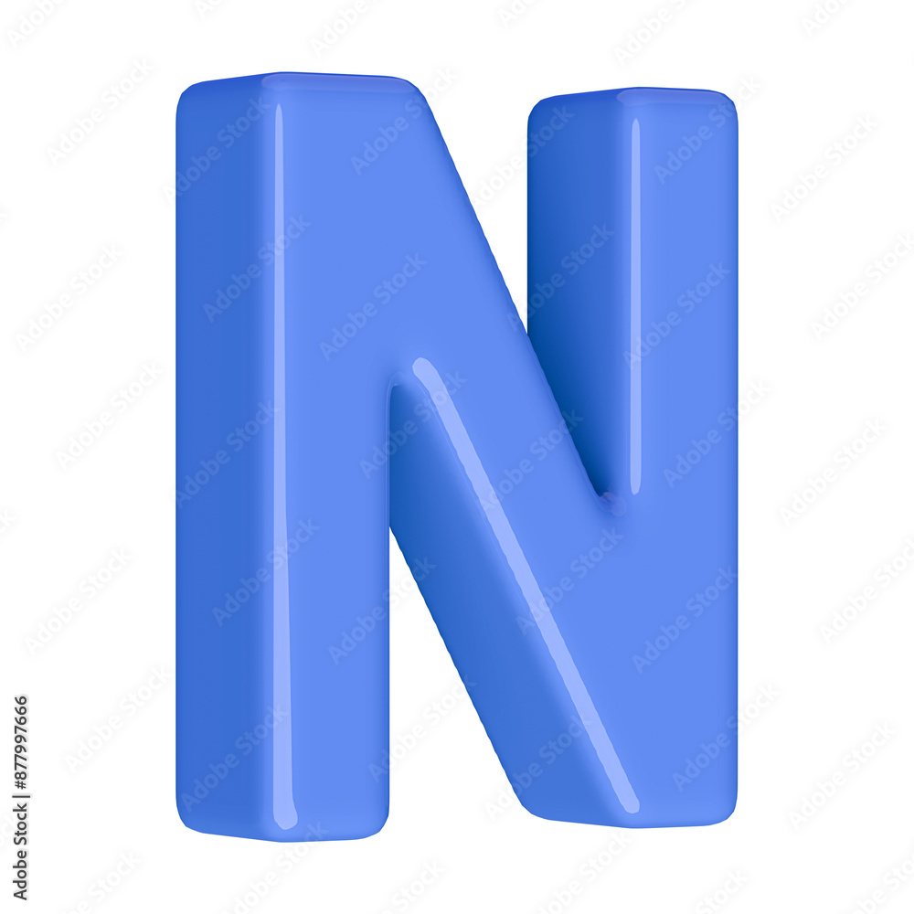 Blue 3D Font Letter N Blue 3D Font Letter N