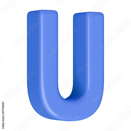 Blue 3D Font Letter U