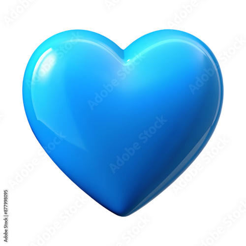blue heart isolated 3d cartoon style illustration