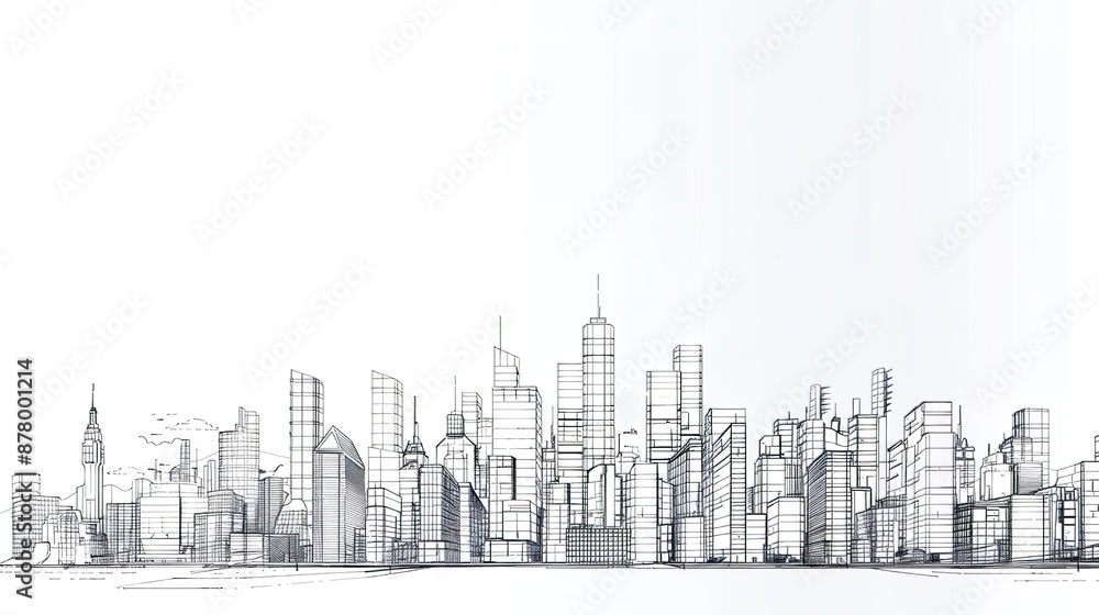 A detailed skyline illustration features clean lines, capturing architectural nuances and the city's silhouette. A detailed skyline illustration features clean lines, capturing architectural nuances and the city's silhouette.