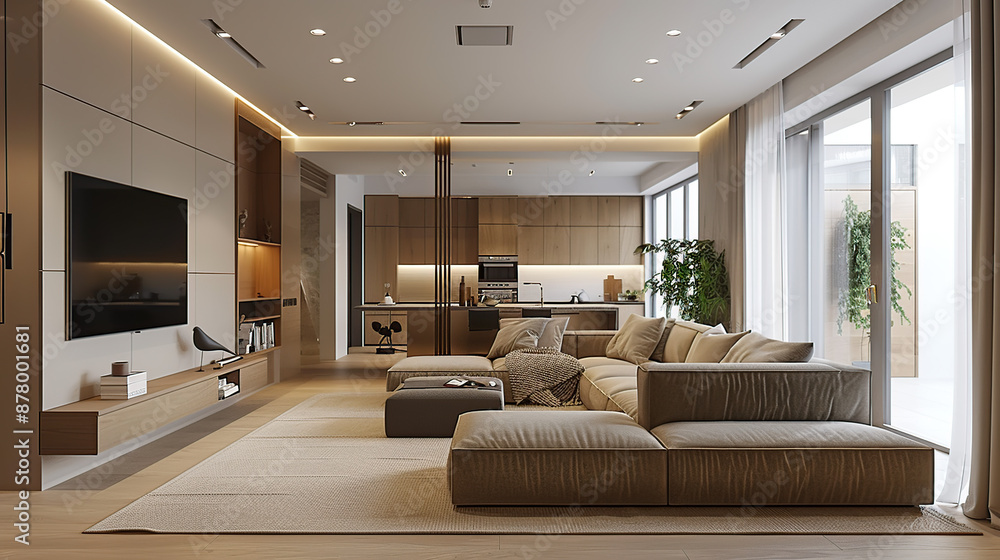 Fototapeta premium Modern architecture living room interiors