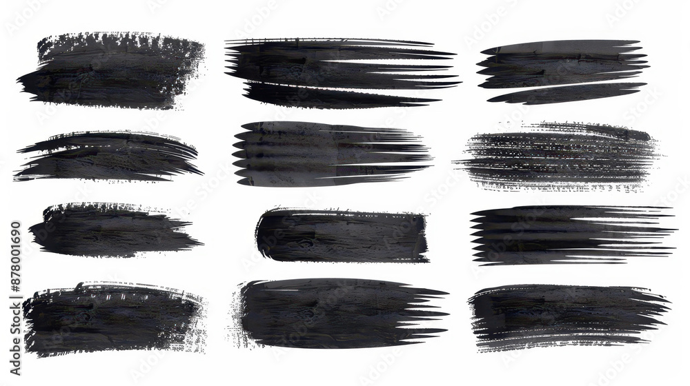 Black grunge design elements with text frames on white background for creative projects. Black grunge design elements with text frames on white background for creative projects.