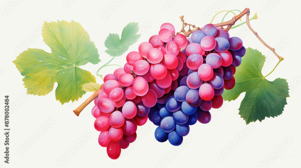 Fototapeta premium Colorful watercolor grapes illustration, perfect for vibrant backgrounds.