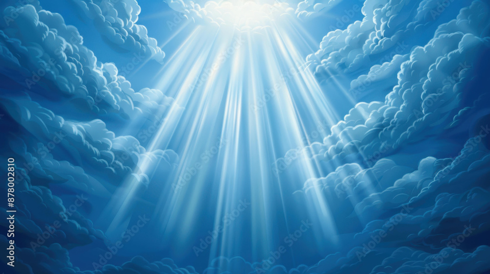 Fototapeta premium Stunning illustration of Ascension day with radiant sunlight piercing through clouds.