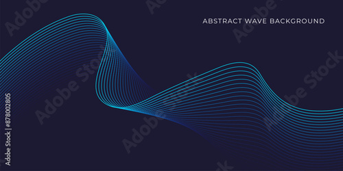 Abstract wave background with blue line pattern. Dynamic wave pattern. Futuristic technology concept. Vector illustration