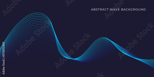 Abstract wave background with blue line pattern. Dynamic wave pattern. Futuristic technology concept. Vector illustration