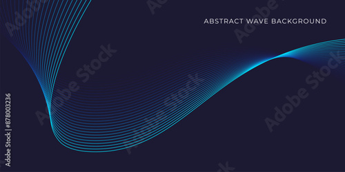 Abstract wave background with blue line pattern. Dynamic wave pattern. Futuristic technology concept. Vector illustration