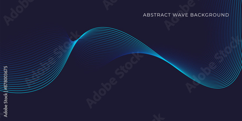 Abstract wave background with blue line pattern. Dynamic wave pattern. Futuristic technology concept. Vector illustration