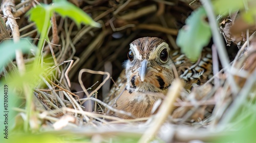 Quail in nest