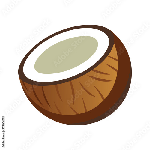  Coconut fruit flat vector illustration on white background © Graphic toons