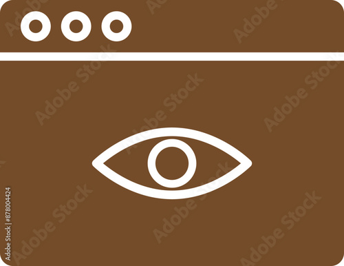 Flat illustration of page views icon in brown and white color.