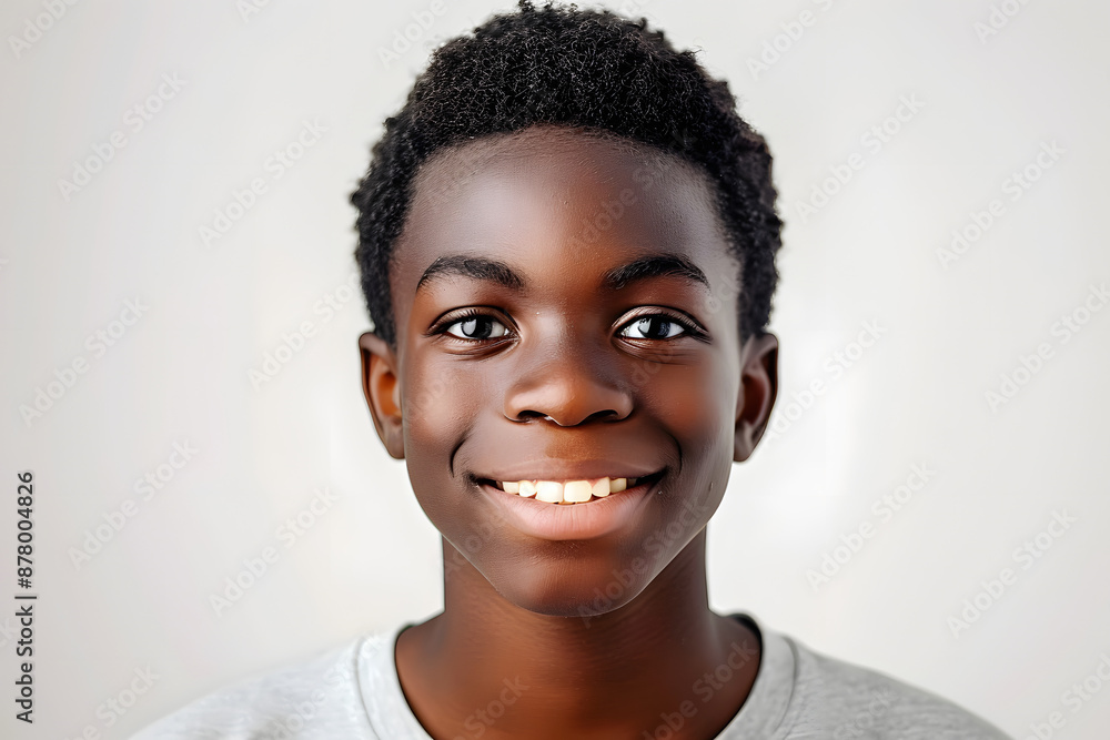 Portrait of a happy cheerful serious, troubled African American teenager guy with perfect skin, white background, banner. Portrait of a happy cheerful serious, troubled African American teenager guy with perfect skin, white background, banner.