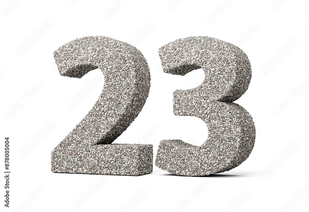 Number Twenty Three 23 Digit Made Of Rock Fragments Or Gravels On White Background 3d Illustration Number Twenty Three 23 Digit Made Of Rock Fragments Or Gravels On White Background 3d Illustration