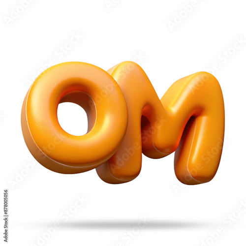 3d rendered illustration of the image of the OM text word, in inflatable colored letters, isolated on a white background for cutting. The concept is harmony, mental health, meditation, relaxation