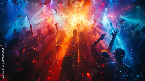 Wallpaper Mural Silhouetted Crowd Celebrating at a Nightclub Torontodigital.ca