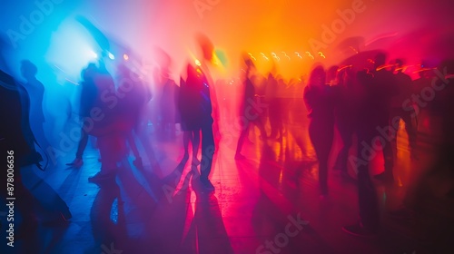 Blurry Silhouettes in a Vibrant Dance Party