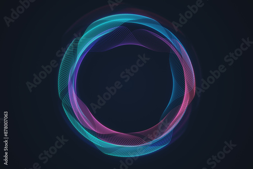 Creative digital tech circle on dark backdrop. Big data and technology concep...