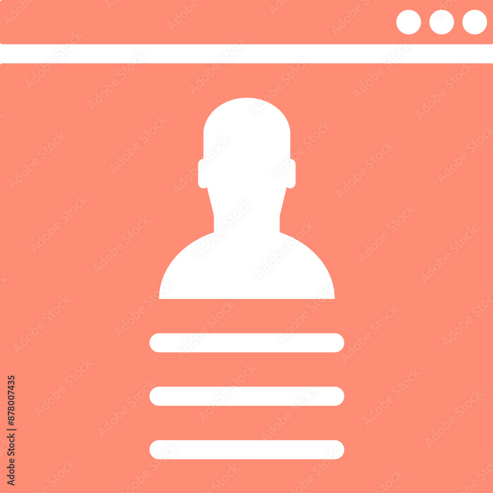 Open Account or profile page icon in orange and white color. Open Account or profile page icon in orange and white color.