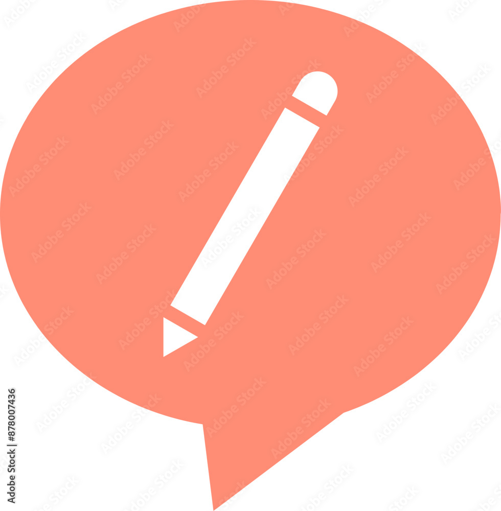 Write comment or message bubble icon in orange and white color. Write comment or message bubble icon in orange and white color.