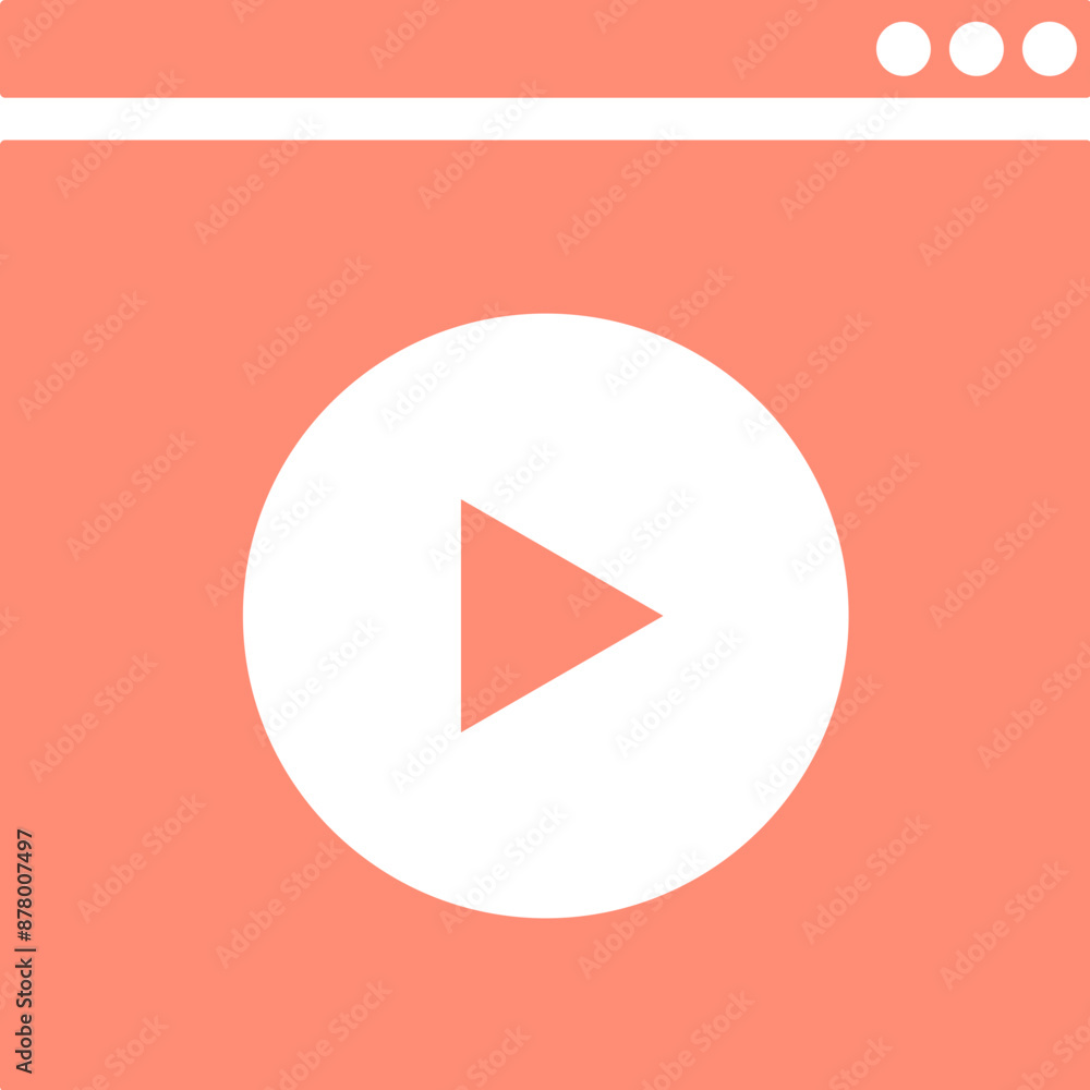 Online video play icon in orange and white color. Online video play icon in orange and white color.
