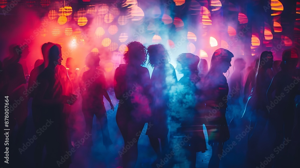 Obraz premium Silhouettes of People Dancing in a Club