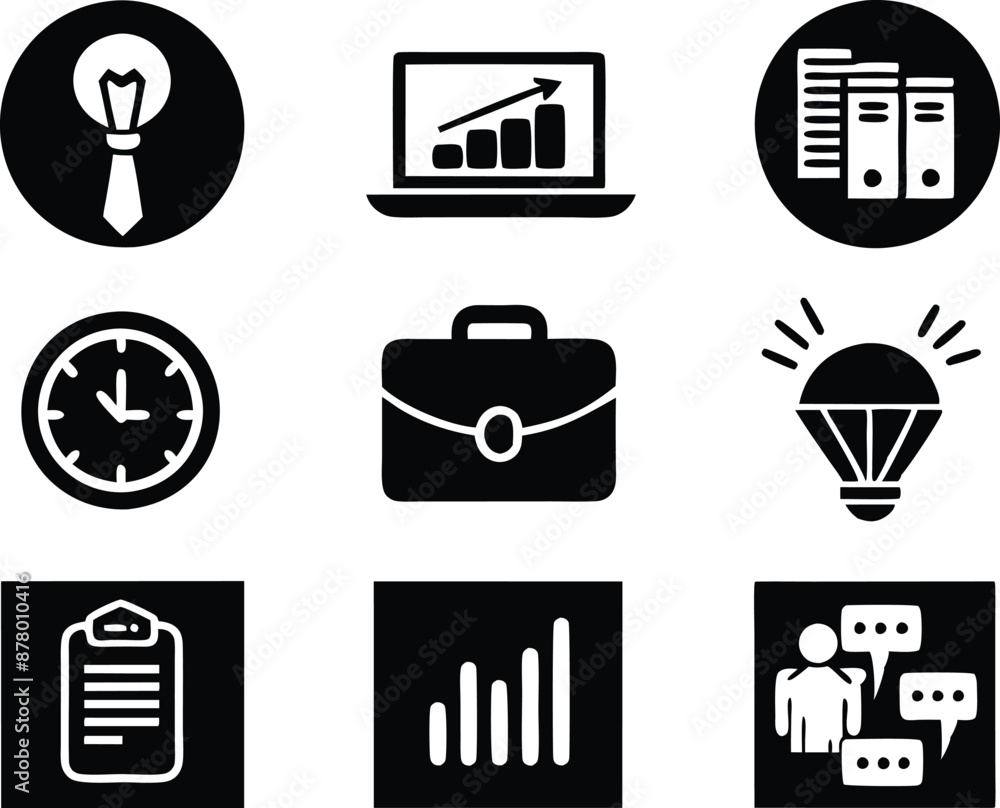 set of business icon illustration.idea, contact, target, organization, community, network, technology, businessman set of business icon illustration.idea, contact, target, organization, community, network, technology, businessman