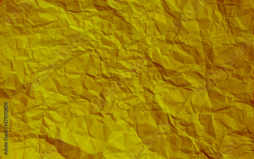 Clean crumple paper texture, wrinkled, abstract background vector. Gold crumpled paper close up texture background
