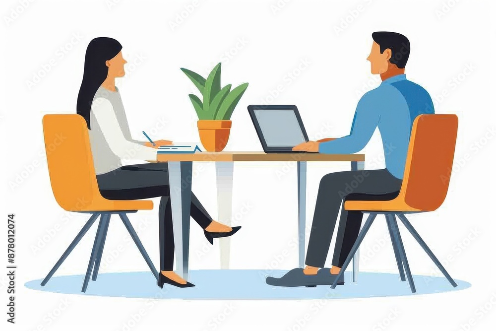 A human resources manager conducting a job interview. A human resources manager conducting a job interview.