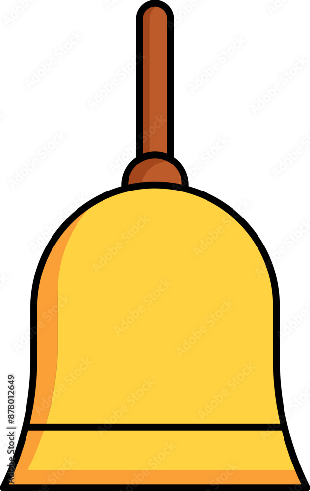 Yellow Hand Bell Icon in Flat Style. Yellow Hand Bell Icon in Flat Style.