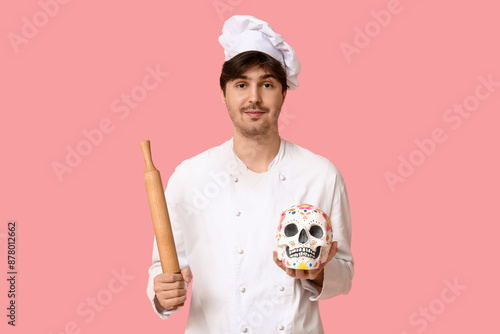 Young male chef with rollin...